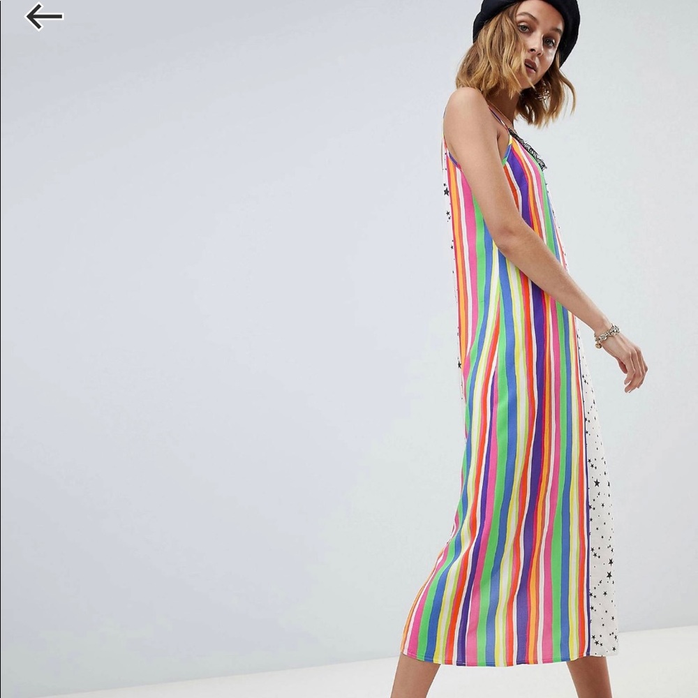 ASOS Reclaimed Vintage rainbow striped stars maxi